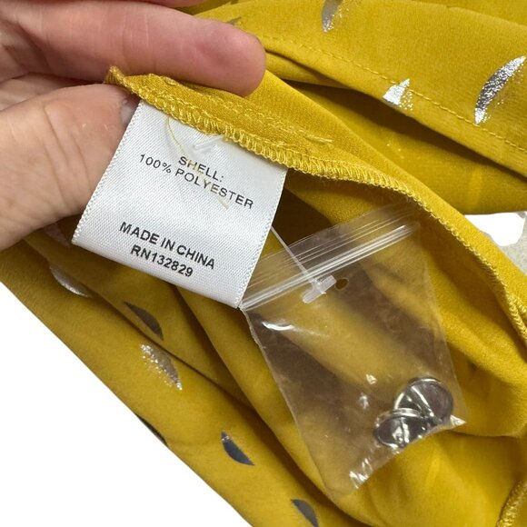 House of Harlow 1960 x Revolve Metallic Button-Down Blouse Yellow Gold Size S - Picture 7 of 10